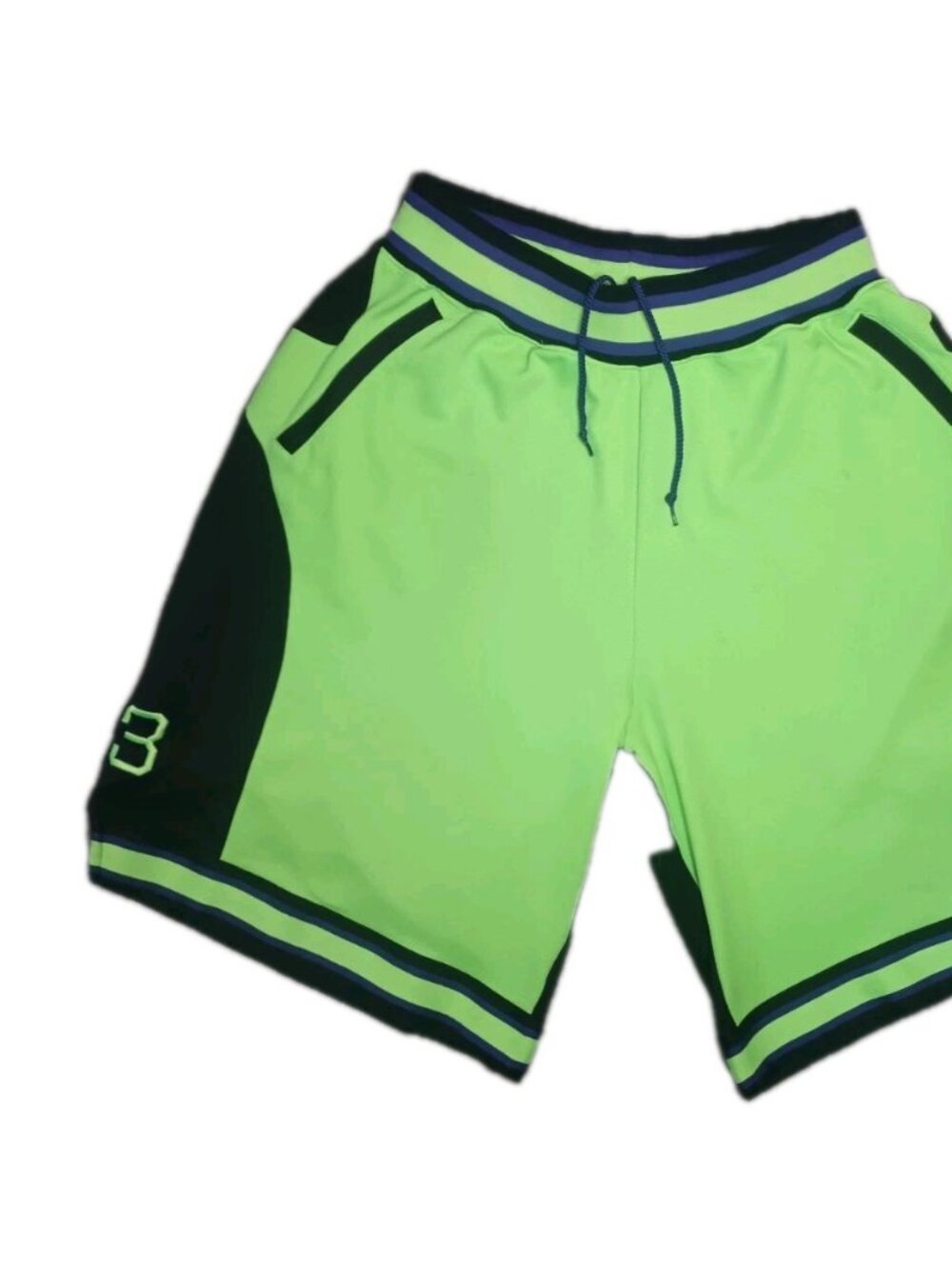 Jordan Men's L Neon Green Black Shorts Jumpman 23 Embroidered Vintage Training